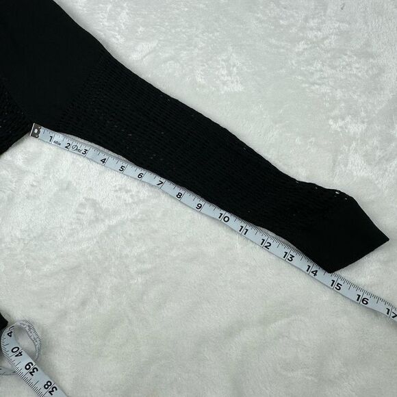 Express Women's Size M Long Sleeve Fish Net Top Black See Thru Mesh - Picture 6 of 8